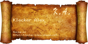 Klecker Alex névjegykártya